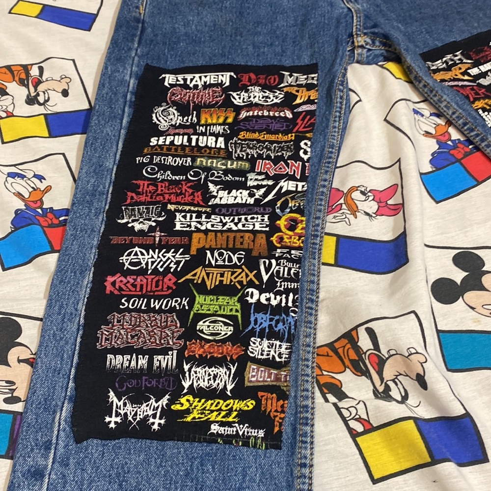 Custom 1/1 505 Levi’s “Metal Double Knee Flare” Jeans - Picture 2 of 15